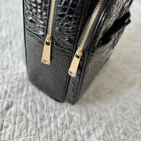 Brahmin Dartmouth Croc-Embossed Genuine Leather Backback in Black Melbourne🖤 NWT - Picture 5 of 11